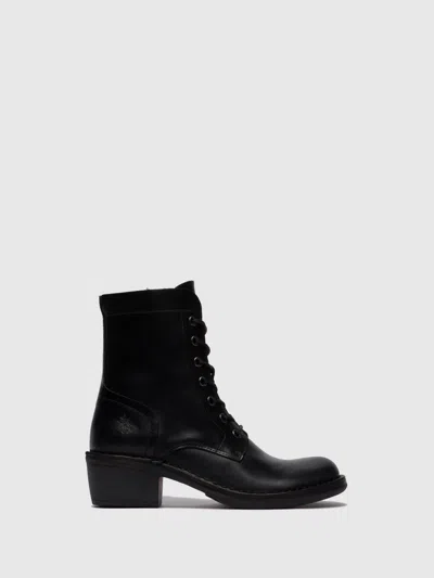Pre-owned Fly London Women's Mes913fly Side-zip Lace-up Ankle Boot In Black