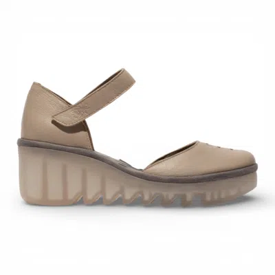 Fly London Women's Taupe Biso305fly Suede Leather Wedge Sandals In Brown