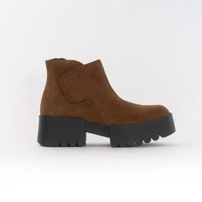 Fly London Women's Velcro Ankle Boots In Camel In Brown