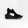 Fly London Women's Wedge Sandal In Black Suede In Multi