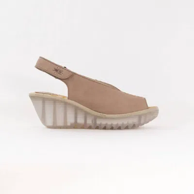 Fly London Women's Wedge Sandal In Taupe In Grey