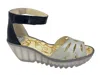 Fly London Women's Yelu Platform Wedge Sandal In Silver/black In Silver