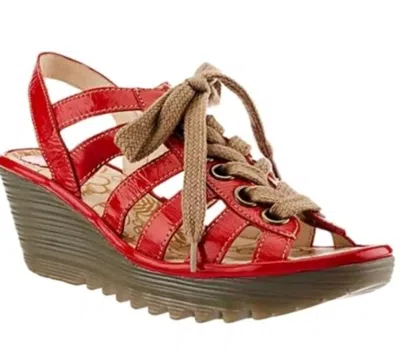 Fly London Women's Yito Sandal In Damani Devil Red