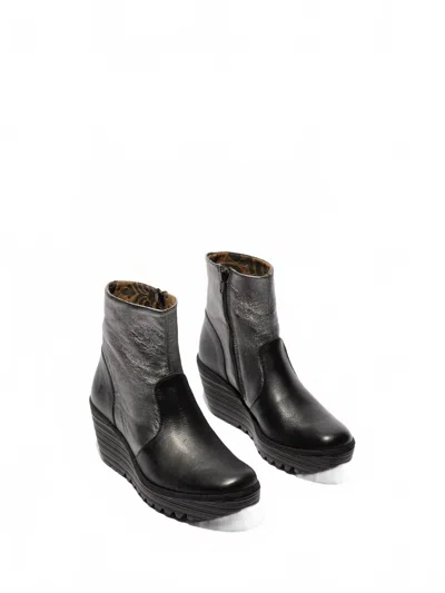 Fly London Women's Zip Up Ankle Boots In Black/graphite
