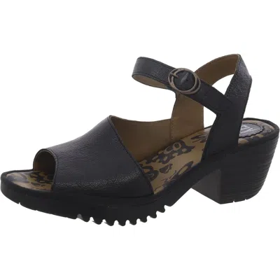 Fly London Womens Adjustable Open Toe Block Heel In Black