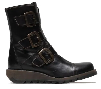 Fly London Womens Black Scop110 Chelsea Leather Ankle Zip Biker Boots