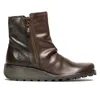 Fly London Womens Brown Mon944 Leather Wedge Heel Ankle Zip Up Chelsea Boots In Multi