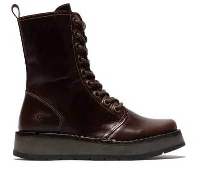Fly London Womens Brown Rami043 Casual Leather Lace-up Ankle Dress Boots In Multi