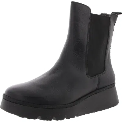 Fly London Womens Cushioned Footbed Faux Leather Ankle Boots In Black