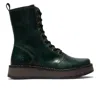 FLY LONDON FLY LONDON WOMENS GREEN RAMI043 CASUAL LEATHER LACE-UP ANKLE DRESS BOOTS