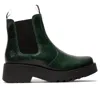 Fly London Womens Petrol Green Medi789 Wedged Chelsea Ankle Leather Platform Boots In Multi