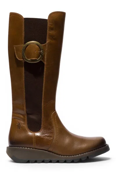 Fly London Womens Tan Leather Knee-high Long Boots - Soif361 In Brown
