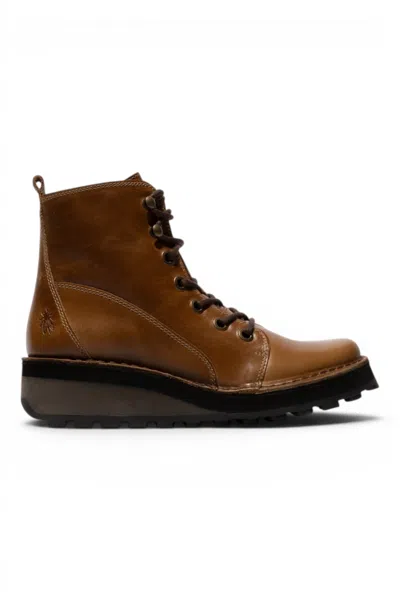 Fly London Womens Tan Leather Lace-up Ankle Boots - Hazi147 In Brown
