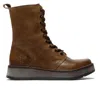 Fly London Womens Tan Rami043 Casual Leather Lace-up Ankle Dress Boots In Brown