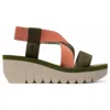 FLY LONDON YABI922FLY - WOMEN'S WEDGE HEEL LEATHER SANDALS