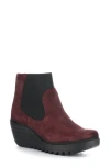 Fly London Yade Wedge Bootie In Wine Oil Suede