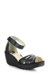Fly London Yelu Platform Wedge Sandal In Black