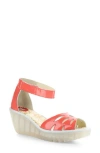 Fly London Yelu Platform Wedge Sandal In Scarlet