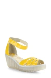 Fly London Yelu Platform Wedge Sandal In Yellow