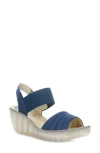 Fly London Yiko Platform Wedge Sandal In 002 Blue Cupido