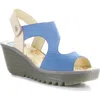 Fly London Yox Slingback Platform Wedge Sandal In Blue