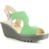 Fly London Yox Slingback Platform Wedge Sandal In Pistachio