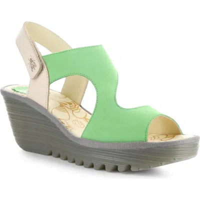 Fly London Yox Slingback Platform Wedge Sandal In Pistachio