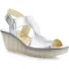 Fly London Yox Slingback Platform Wedge Sandal In Silver
