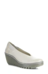 Fly London Yoza Wedge Ballet Shoe In 013 Silver Borgogna