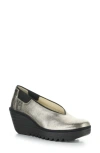 Fly London Yoza Wedge Ballet Shoe In White