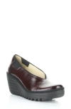 Fly London Yoza Wedge Ballet Shoe In Burgundy