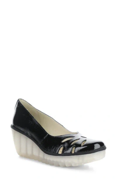 Fly London Yubi Wedge Heel Sandal In Black Nappalak