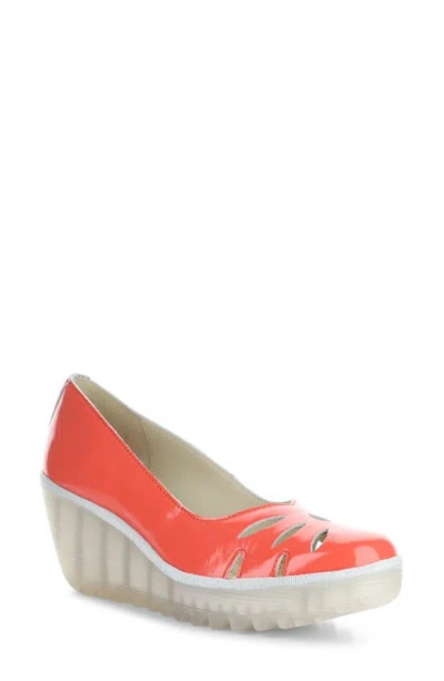 Fly London Yubi Wedge Heel Sandal In Scarlet Nappalak