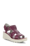 Fly London Yudd Platform Wedge Sandal In Berry