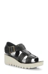 Fly London Yudd Platform Wedge Sandal In Black