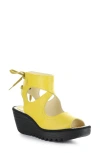 Fly London Yulp Platform Wedge Sandal In Bright Yellow