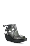 Fly London Yulp Platform Wedge Sandal In Silver