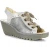 Fly London 'yuta' Platform Wedge Sandal In 018 Silver/plomo