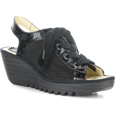 Fly London 'yuta' Platform Wedge Sandal In Black
