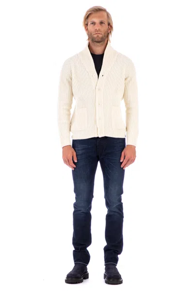 Fly3 Reversible English Rib Wool Cardigan In White
