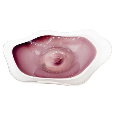 Pre-owned Flygsfors Mid-century Swedish  “coquille” Purple & White Catchall Bowl, 1950s