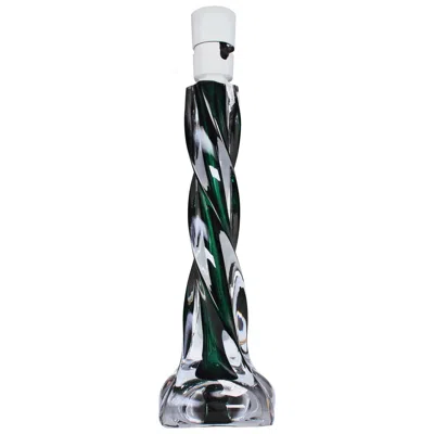 Pre-owned Flygsfors Paul Kedelv  Green Swirl Art Glass Table Lamp, Sweden, 1950s