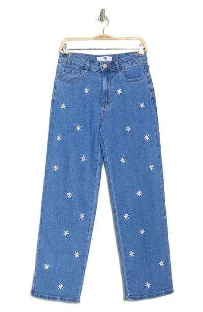 Flying Angel Daisy Embroidered Straight Leg Jeans
