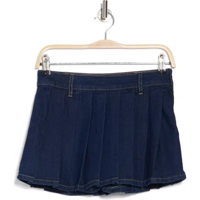 Flying Angel Rinse Wash Pleated Denim Skort In Dark Wash