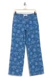 Flying Angel Wide Leg Floral Print Jeans
