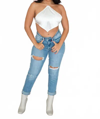 Flying Monkey Amalia High Rise Mom Jeans In Medium Wash In Blue