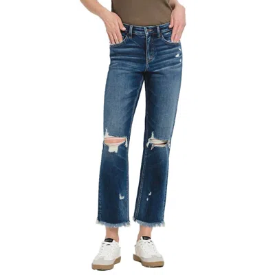 Flying Monkey Ankle Straight Leg Jeans In Integrated Wash In Gray