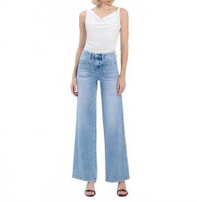 Flying Monkey Apus High Rise Patch Pocket Wide Leg Jeans In Light Blue