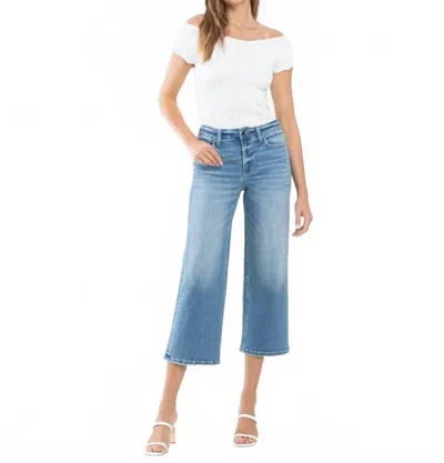 Flying Monkey Beckoned High Rise Crop Wide Leg Jeans In Medium Wash In Blue