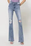 Flying Monkey Cameron Criss Cross Flare Jean In Blue In Blue